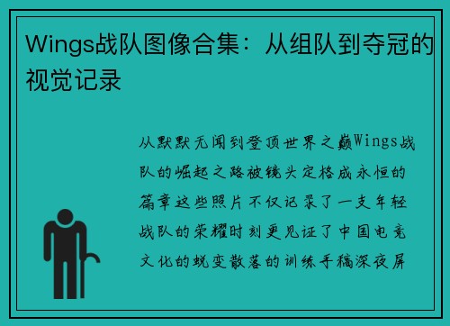 Wings战队图像合集：从组队到夺冠的视觉记录